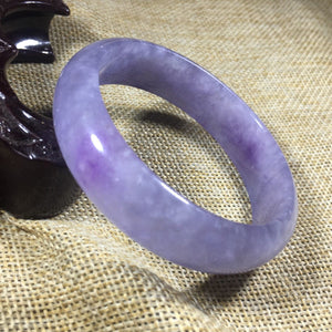 10% OFF- 53/54/55mm Certified Natural Lavender Jadeite Emerald A*Jade Carved Bangle B014