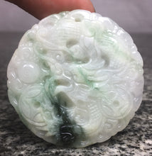 Load image into Gallery viewer, 10% OFF- Certified Natural Jadeite Emerald A*Jade Dragon-Phoenix Pendant W046