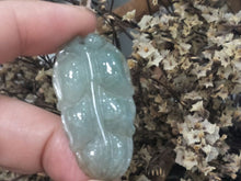 Load image into Gallery viewer, 10% OFF- Certified Natural Icy Jadeite Emerald A*Jade HandCarved Leaf Pendant K393