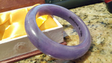 Load image into Gallery viewer, 10% OFF- 52/53mm Certified Natural Lavender Jadeite Emerald A*Jade HandCarved Bangle X201