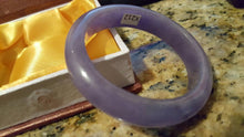 Load image into Gallery viewer, 10% OFF- 52/53mm Certified Natural Lavender Jadeite Emerald A*Jade HandCarved Bangle X212