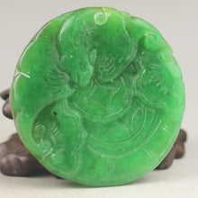 Load image into Gallery viewer, 10% OFF- Certified Natural Jadeite Emerald A*Jade HandCarved Double Dragon Pendant A1940