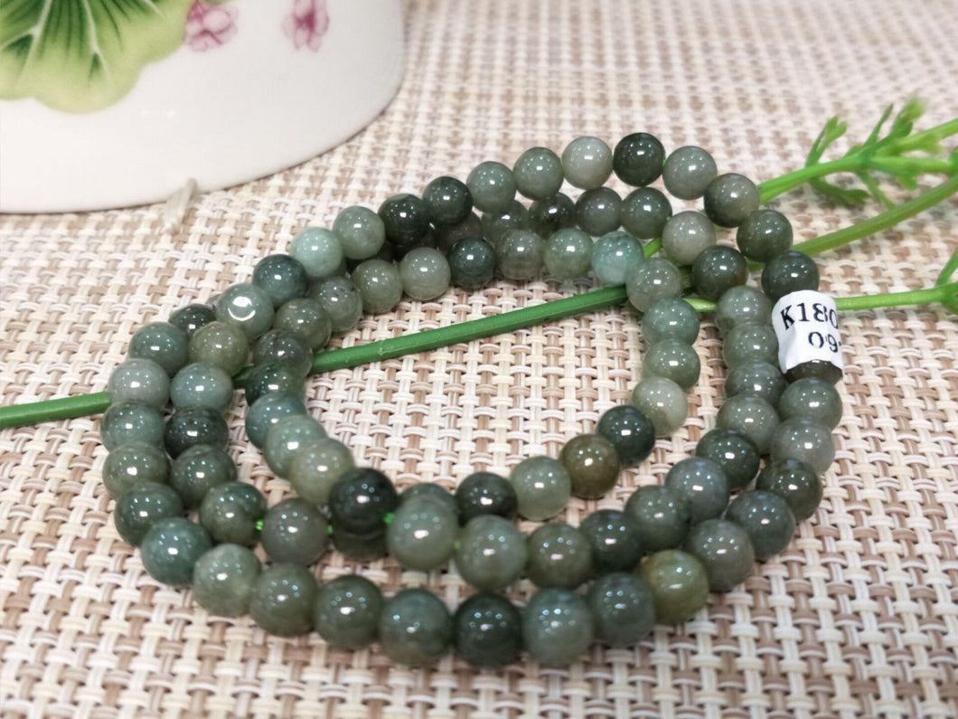 10% OFF- 20in/520mm Certified Natural Oily Jadeite Emerald A*Jade Handcarved Bracelet-Necklace 0975