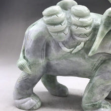 Load image into Gallery viewer, 5.80in L, 2.18 lbs-Chinese Genuine Natural Color Jade HandCarved Elephant Statue