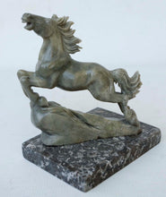 Load image into Gallery viewer, 7in H-Vintage Chinese Antique Genuine Natural White Jade HandCarved Lucky Magnificent Striding Horse Sculpture Statue