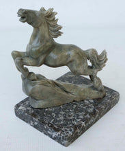 Load image into Gallery viewer, 7in H-Vintage Chinese Antique Genuine Natural White Jade HandCarved Lucky Magnificent Striding Horse Sculpture Statue