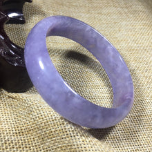 Load image into Gallery viewer, 10% OFF- 53/54/55mm Certified Natural Lavender Jadeite Emerald A*Jade Carved Bangle B014