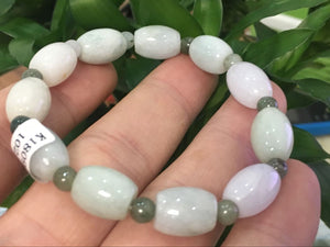 10% OFF- 20in/508mm Certified Natural 3 Color Jadeite Emerald A*Jade Handcarved Beads Stretchy Bracelet