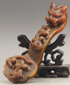 6.4in/163mm H- Chinese Genuine Natural Red Jade HandCarved Dragon-Phoenix pendant NO.D319