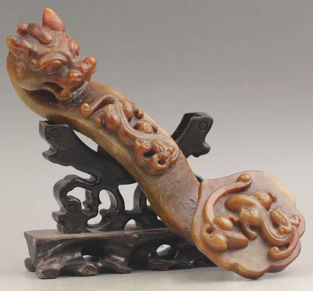 6.4in/163mm H- Chinese Genuine Natural Red Jade HandCarved Dragon-Phoenix pendant NO.D319