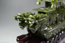 Load image into Gallery viewer, 9.45in/240mm H- Chinese Genuine Natural Green Jade HandCarved Dragon Boat Statue