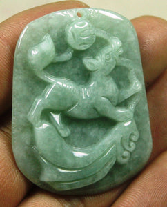 10% OFF- Certified Natural Jadeite Emerald A*Jade HandCarved Dog（狗）Pendant B118B