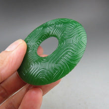 Load image into Gallery viewer, 10% OFF- Certified Natural Green Jadeite Emerald A*Jade HandCarved Donut Pendant A298