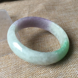 10% OFF- 57/58/59mm Certified Natural 3 Color Jadeite Emerald A*Jade HandCarved Bangle T069