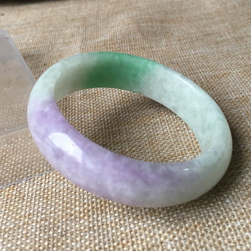 10% OFF- 57/58/59mm Certified Natural 3 Color Jadeite Emerald A*Jade HandCarved Bangle T069