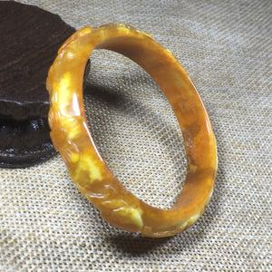 10% OFF- 54/55/56mm Certified Natural Yellow Red Jadeite Emerald A*Jade HandCarved Bangle A136