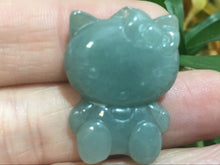 Load image into Gallery viewer, 10% OFF- Certified Natural Oily Green Jadeite Emerald A*Jade HandCarved Kitty Pendant 2415