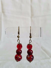 Load image into Gallery viewer, 10% OFF- 2 pcs Certified Natural Jadeite Emerald A*Jade HandCarved A Pair of Red Jade Beads Dangle earrings