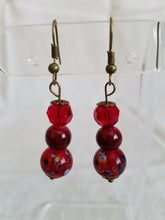 Load image into Gallery viewer, 10% OFF- 2 pcs Certified Natural Jadeite Emerald A*Jade HandCarved A Pair of Red Jade Beads Dangle earrings