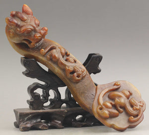 6.4in/163mm H- Chinese Genuine Natural Red Jade HandCarved Dragon-Phoenix pendant NO.D319