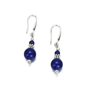 10% OFF- 2 pcs Certified Natural Handmade A Pair of Blue Lapis Lazuli 6-12mm Jade Drop Earrings Silver SP LEVERBACK