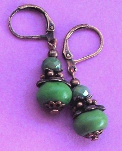 10% OFF- 2 pcs Certified Natural Emerald A*Jade Handmade A Pair of Green Jade Drop Earrings SP LEVERBACK