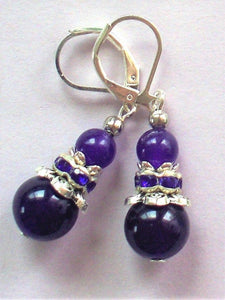 10% OFF- 2 pcs Certified Natural Handmade A Pair of Amethyst Purple Jade Drop Earrings SP LEVERBACK