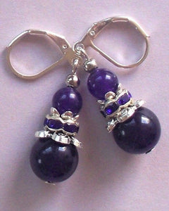 10% OFF- 2 pcs Certified Natural Handmade A Pair of Amethyst Purple Jade Drop Earrings SP LEVERBACK