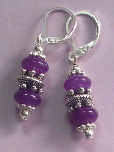 10% OFF- 2 pcs Certified Natural Handmade A Pair of Purple Jade Drop Earrings SP LEVERBACK