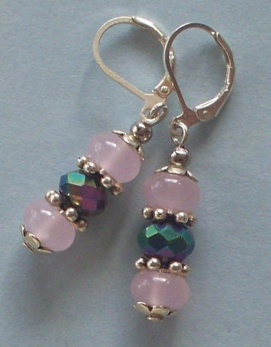 10% OFF- 2 pcs Certified Natural Handmade A Pair of Pink Jade Drop Earrings SP LEVERBACK