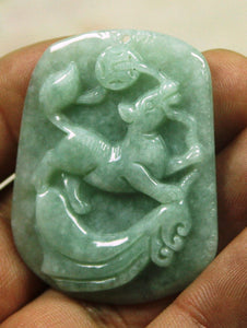 10% OFF- Certified Natural Jadeite Emerald A*Jade HandCarved Dog（狗）Pendant B118B