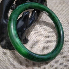 Load image into Gallery viewer, 10% OFF- 53/54/55mm Certified Natural Green Jadeite Emerald A*Jade HandCarved Bangle X253