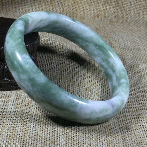 10% OFF) 54-65mm Certified Natural Oily Green Jadeite Emerald A*Jade HandCarved Bangle A523