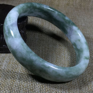 10% OFF) 54-65mm Certified Natural Oily Green Jadeite Emerald A*Jade HandCarved Bangle A523