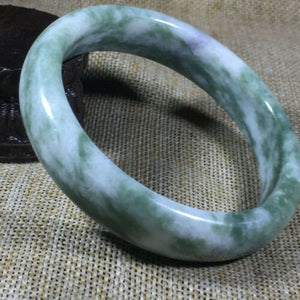 10% OFF) 54-65mm Certified Natural Oily Green Jadeite Emerald A*Jade HandCarved Bangle A523