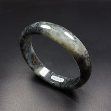 Load image into Gallery viewer, 10% OFF- 58/59/60mm Certified Natural Icy Black Xiu Emerald A*Jade HandCarved Bangle V2039