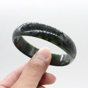 10% OFF- 44-67mm Certified Natural Black Green Emerald A*Jade Carved Bangle A1940