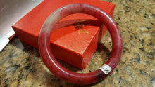 Load image into Gallery viewer, 10% OFF- 59/60/61mm Certified Natural Red Xiu Emerald A*Jade HandCarved Bangle U136
