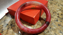 Load image into Gallery viewer, 10% OFF- 59/60/61mm Certified Natural Red Xiu Emerald A*Jade HandCarved Bangle U136