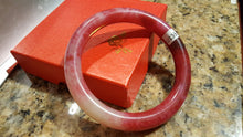 Load image into Gallery viewer, 10% OFF- 59/60/61mm Certified Natural Red Xiu Emerald A*Jade HandCarved Bangle U136
