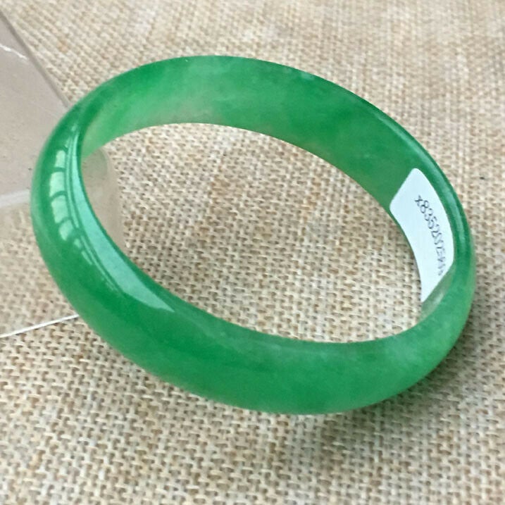 10% OFF- 54/55/56mm x 50mm Certified Natural Green Jadeite Emerald A*Jade HandCarved Bangle x2569