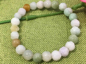 10% OFF- 54-60mm Certified Natural 3 Color Jadeite Emerald A*Jade HandCarved Beads Stretchy Bracelet X2016