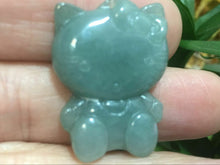 Load image into Gallery viewer, 10% OFF- Certified Natural Oily Green Jadeite Emerald A*Jade HandCarved Kitty Pendant 2415