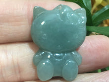 Load image into Gallery viewer, 10% OFF- Certified Natural Oily Green Jadeite Emerald A*Jade HandCarved Kitty Pendant 2415