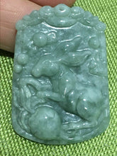 Load image into Gallery viewer, 10% OFF- Certified Natural Jadeite Emerald A*Jade HandCarved Rabbit Pendant 兔子1613
