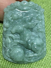 Load image into Gallery viewer, 10% OFF- Certified Natural Jadeite Emerald A*Jade HandCarved Rabbit Pendant 兔子1613