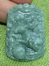 Load image into Gallery viewer, 10% OFF- Certified Natural Jadeite Emerald A*Jade HandCarved Rabbit Pendant 兔子1613