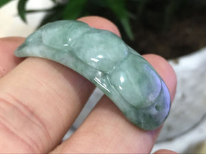 10% OFF- Certified Natural Jadeite Emerald A*Jade HandCarved Ruyi Bean Pendant X3700