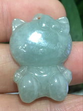 Load image into Gallery viewer, 10% OFF- Certified Natural Oily Green Jadeite Emerald A*Jade HandCarved Kitty Pendant X2423