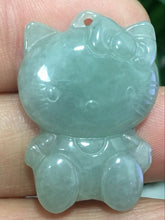 Load image into Gallery viewer, 10% OFF- Certified Natural Oily Green Jadeite Emerald A*Jade HandCarved Kitty Pendant X2423